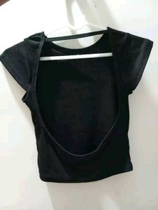 Sexy Black Backless Ribbed Top