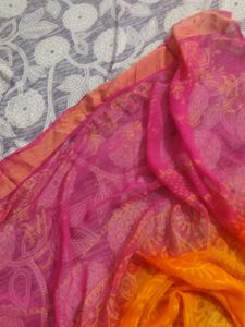 Dual Tone Orang &amp;Pink Colour Saree 🌸✨🤍