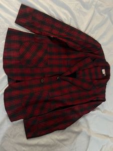 Red & Black Plaid Blazer