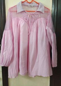 Pink Lace Detail Top