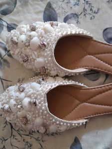 Seashell &amp; Pearl Embellished Flats