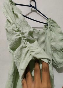 Mint Green Puff Sleeve Dress