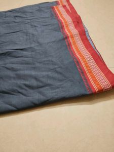 Gray Cotton Blend Saree