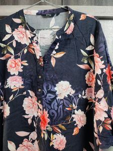 Floral Print Black Kurti