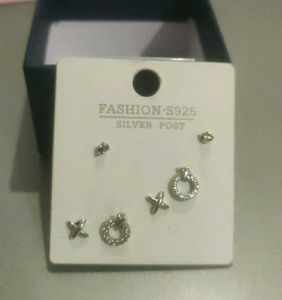 Set Of 3 Silver Studs