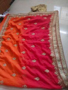 Elegant Red & Orange Saree