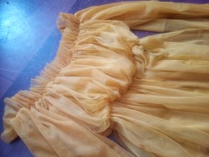Yellow Tulle Off-Shoulder Top