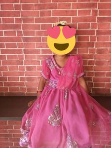 Trending Dhavani Type Embroidered Frock