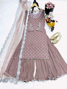 New Designer Partywear Top Pallazo &amp; Dupatta Set