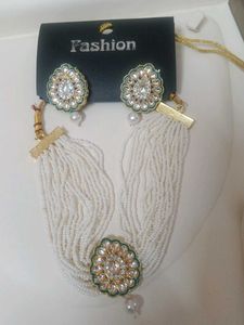 Elegant Pearl &amp; Kundan Jewelry Set