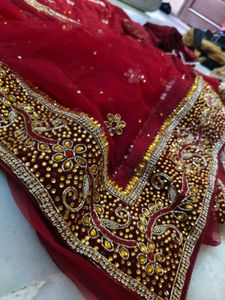 Red Embroidered Khada duppata set