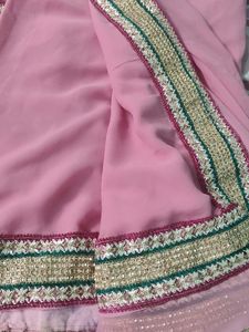 Pink Chiffon Saree Without Blouse