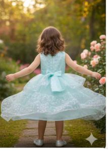Cute Aqua Girls Party Dress