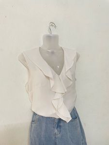 H&amp;M Ruffle Trim Formal Top