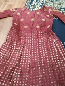 Burgundy &amp; Gold Embellished Gown