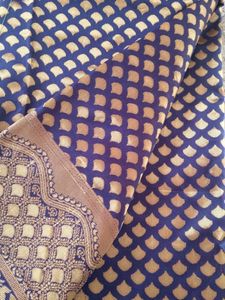 Blue &amp; Gold Brocade Fabric