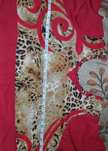 Red &amp; Animal Print Kurta Set