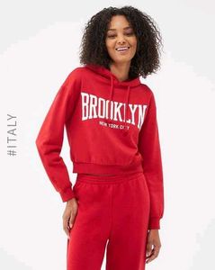 Red Brooklyn Cropped Hoodie