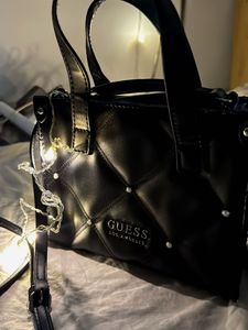 Guess Black Quilted Satchel Bag