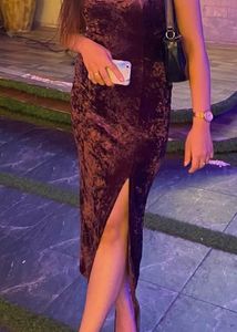 Velvet Backless Slit Dress