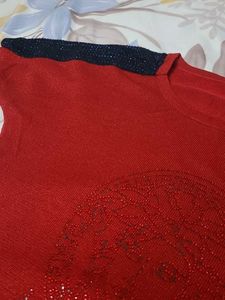 Red Cut-Out Shoulder Top