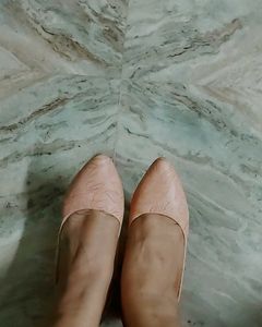Peach Floral Embossed Heels