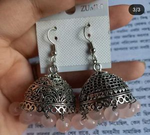 Beads jhumka pink