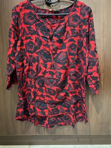 Red & Black Printed Top