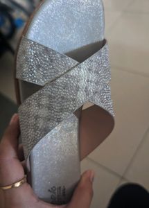 Size 39 Party Wear Silver Sandle