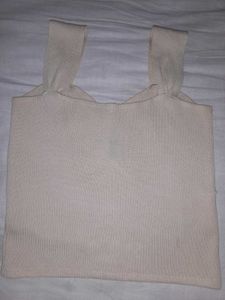 Cream Pearl Button Tank Top