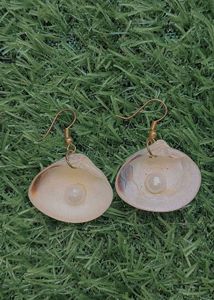 Seashell Pearl Drop Earrings