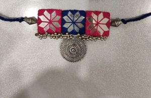 Pink &amp; Blue Cloth Jewellery Set