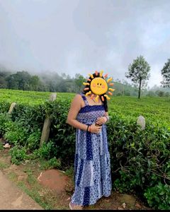 Blue And White Colour Indo Western Maxi Dress