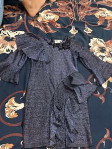 Shimmery Navy Blue Mini Midi Dress