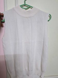 White Knit Sleeveless Top