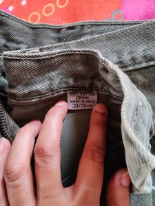 Denim Jeans, Olive Green, 30 &#34; Waist,