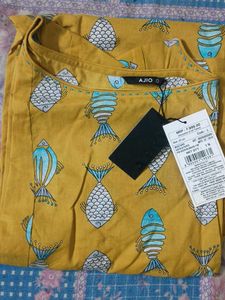 AJIO Mustard Printed Kurta