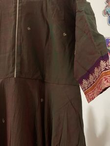 Brown Ethnic Cotton Anarkali