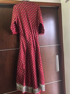 Festive Red A Line Long Kurta