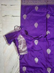 Purple & Silver Saree + Blouse