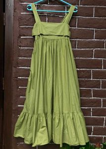 Olive Cotton Midi Dress
