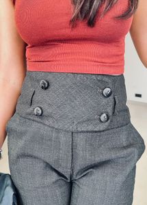 Mango High Waist Buttoned Pants