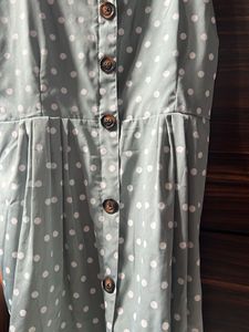 Polka Dot Button-Front Midi Dress