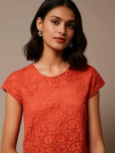 Korean Coral Net Top With satin Inner
