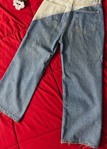 Two-Tone Wide Leg Jeans