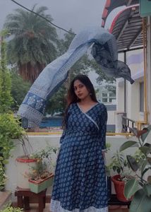 Blue Printed Kurta Set