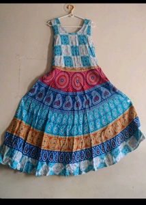 Jaipur print long sleeveless dress