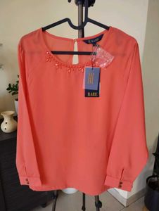 RARE Coral Embellished Blouse