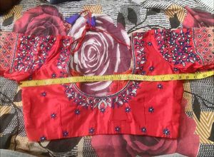 Red Embroidered Handwork Blouse