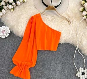Chic Orange One-Shoulder Top